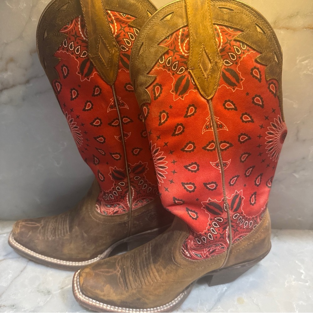 Ariat Red and Brown Heeled Boots - Picture 5 of 6